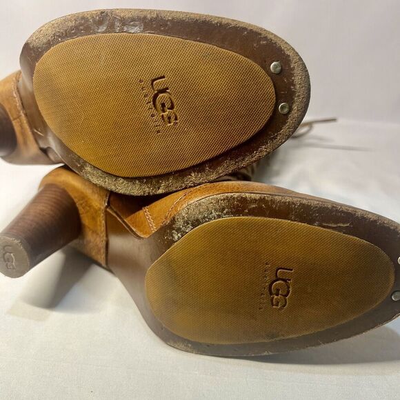 Ugg Rosie Womens Sexy Lace up Knee High Leather Boots Size 8 Brown - Picture 10 of 15